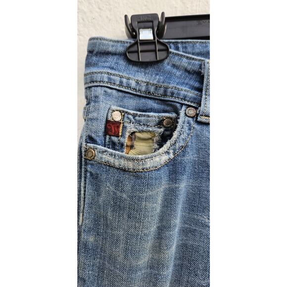 VTG Y2K 90s Miss Me Jeans 28 Bootcut Low Rise Boot Cut Floral Patch Distressed - Picture 8 of 16